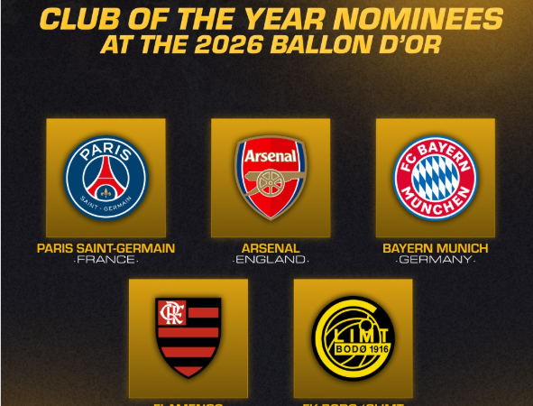 Arsenal, PSG, Bayern Munich headline 2026 Ballon d’Or Club of the Year nominees