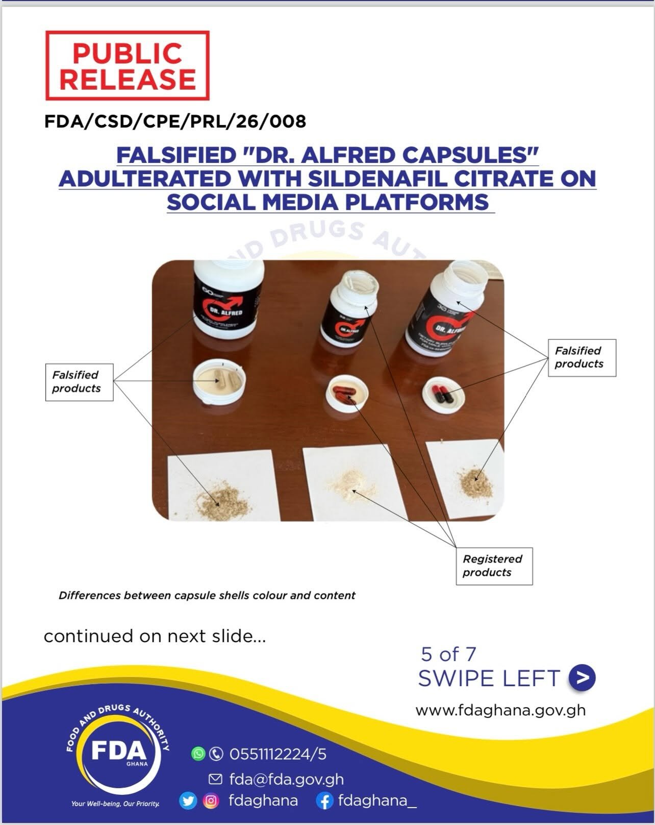 FDA warns against falsified ‘Dr. Alfred Capsules’ adulterated with sildenafil