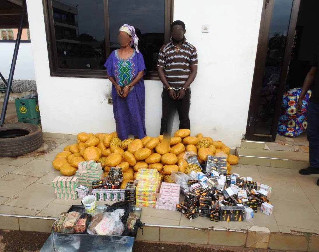 Police arrest mother, son with 147 parcels of suspected Indian hemp in Dormaa Ahenkro